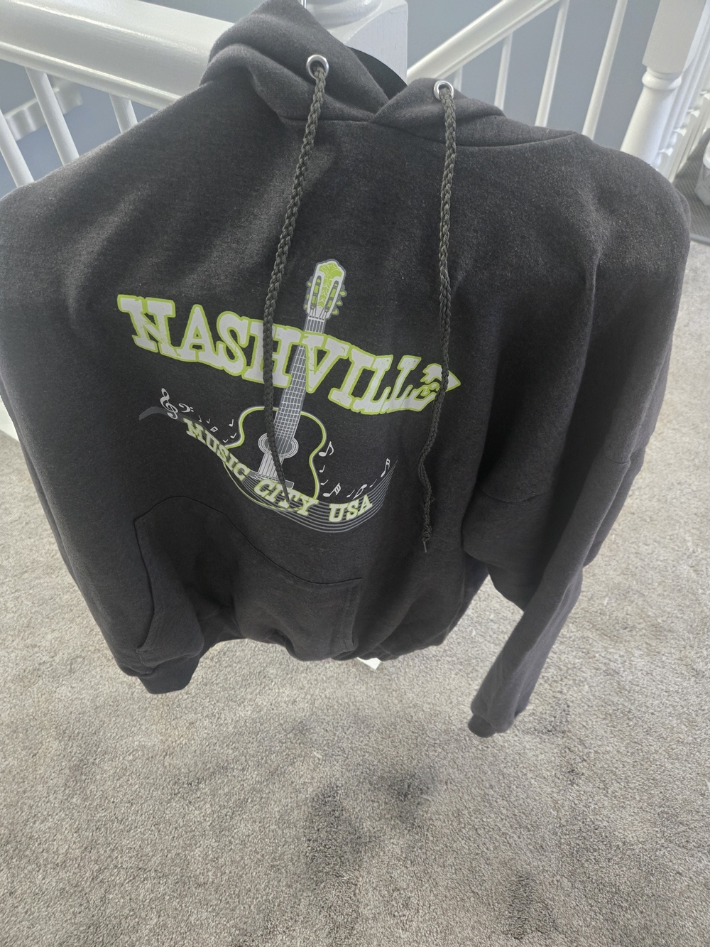 Nashville Graphic Pullover Hoodie - Grey & Lime